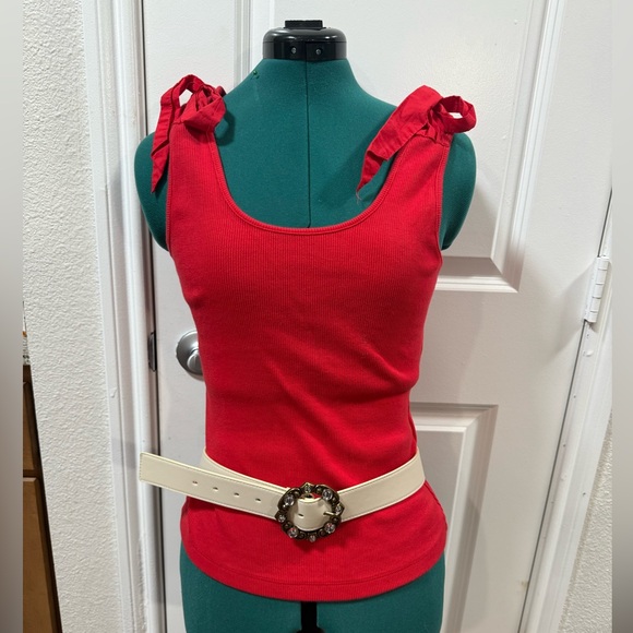 French Connection Red Tank Top with Bow Straps - Picture 1 of 1